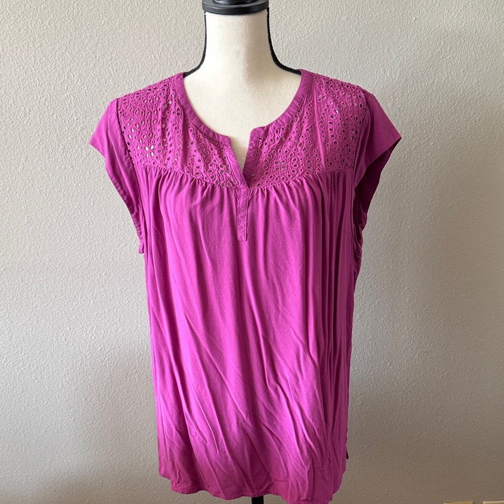 Daniel Rainn Magenta Eyelet Blouse